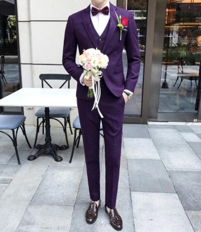 purple suit shoes