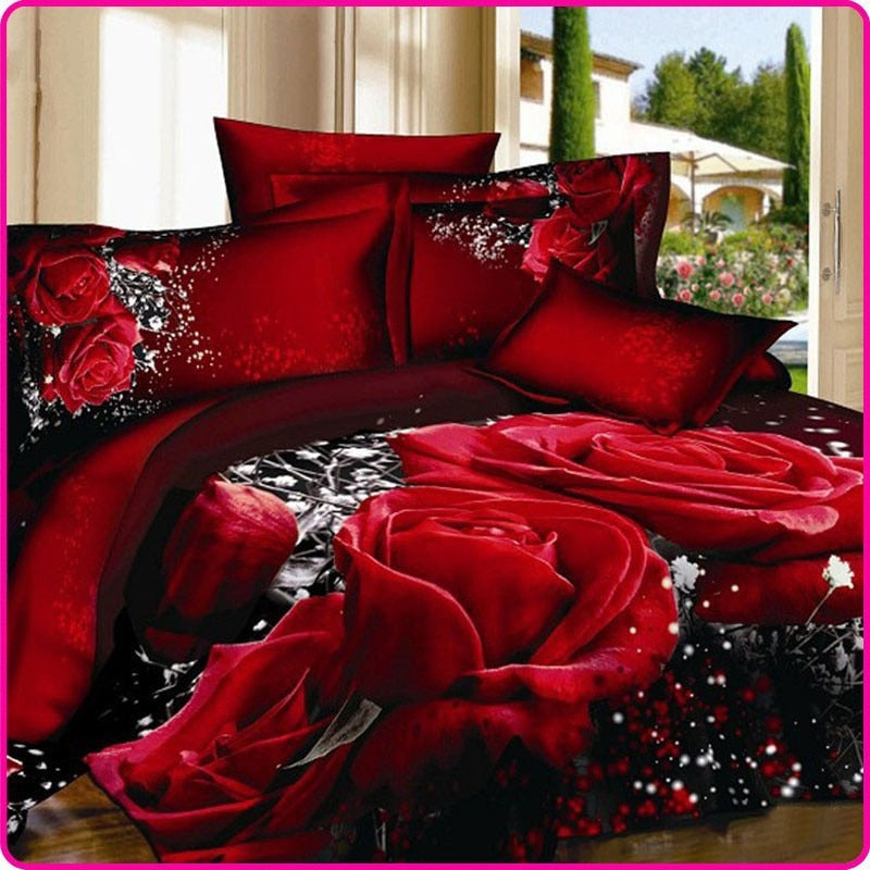 Reactive Printed 3d Bed Set 3d Bedding Set Linen Queen Bedclothes