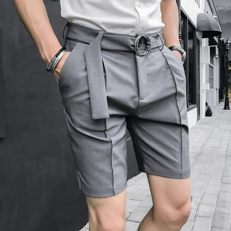 Ropa Hombre Summer Men Shorts British Men Slim Solid Color Suit Pants ...