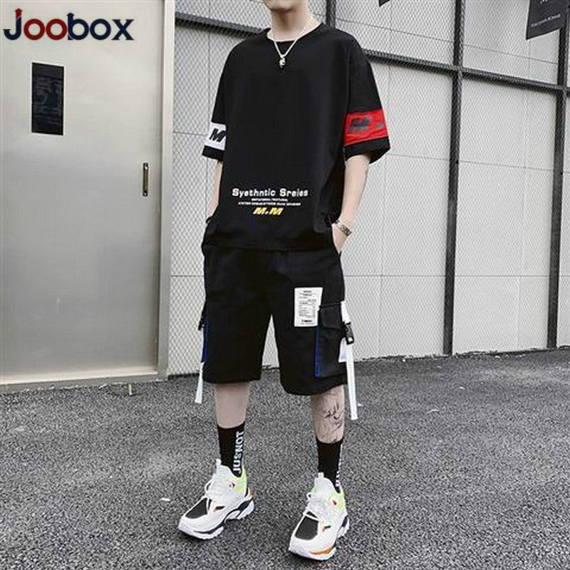 Summer Sweat Suits Men Tracksuits Youth Casual Fashion O-neck Print ...