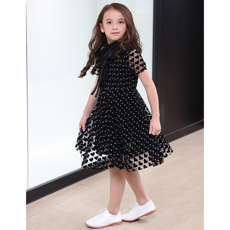 Teenage Girls Black Dresses 2018 Fashion Summer Children Short Sleeve ...