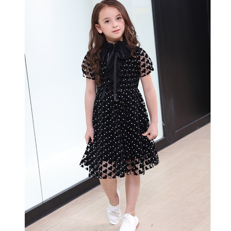 Teenage Girls Black Dresses 2018 Fashion Summer Children Short Sleeve ...