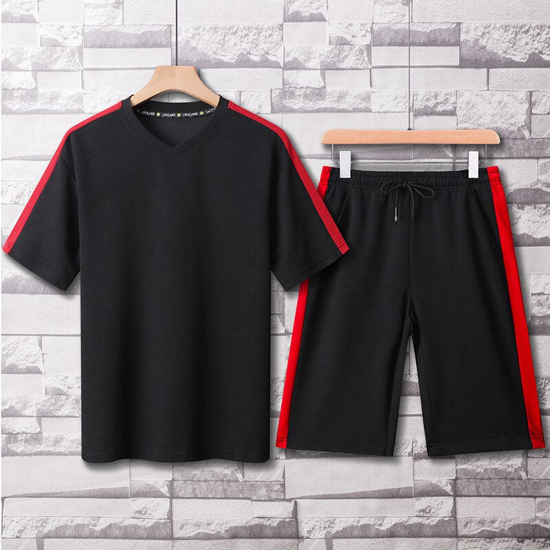 Two Pieces Mens Sets Hip Hop Tshirt Shorts Casual Tracksuit Set Men ...