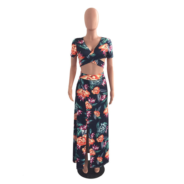 Yjsfg House Elegant Women Summer Long Maxi Dresses Two Piece Set Sexy
