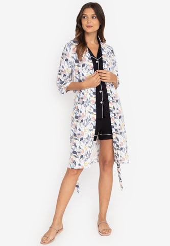 Little K Bamboo Mommy Robe Blue Abstract | The Nest Attachment Parenting Hub