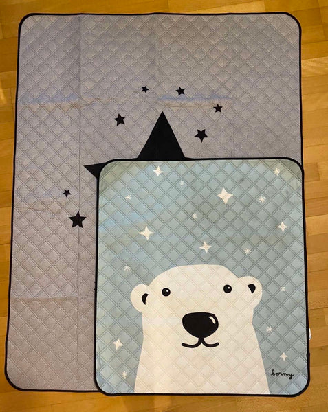 Borny Quilted Waterproof Mats Polar Bear Gray | The Nest Attachment Parenting Hub