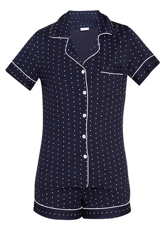 Little K Bamboo Shorties Navy Blue Polka Dots | The Nest Attachment Parenting Hub