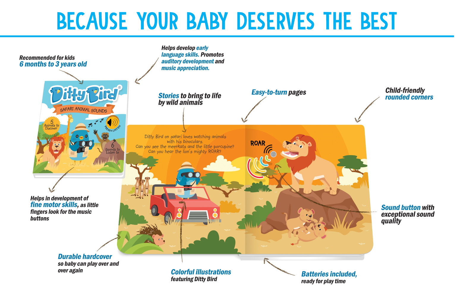 Ditty Bird Musical Books Safari Animal Sounds | The Nest Attachment Parenting Hub