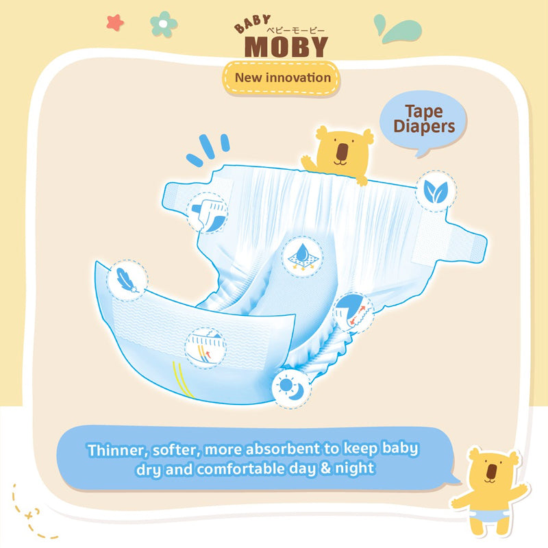 Baby Moby Tape Diapers - Small (3-6kgs) | The Nest Attachment Parenting Hub