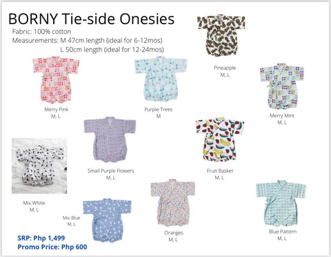 Borny Tie-Side Onesie Blue Pattern | The Nest Attachment Parenting Hub