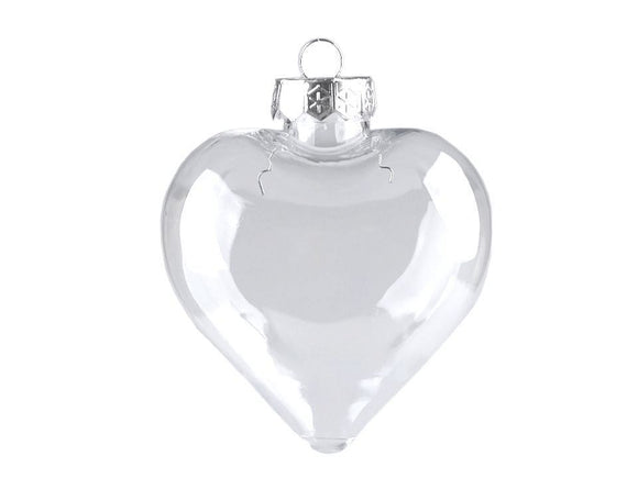 Clear Heart Shaped Plastic Fillable Christmas Bauble Ornament 2pk/6pk ...
