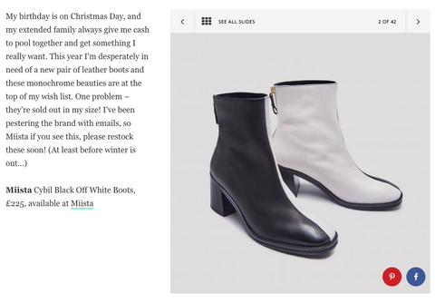 Miista Boots Cybil Black Off-White featured in Refinery29 