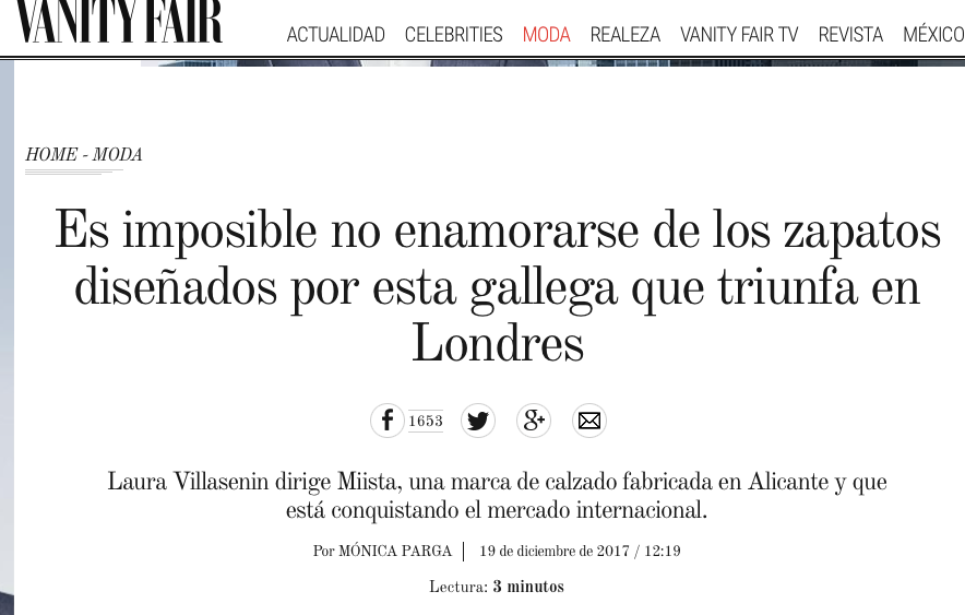 Interview with Laura Villasenin for Vanity Fair Spain Miista