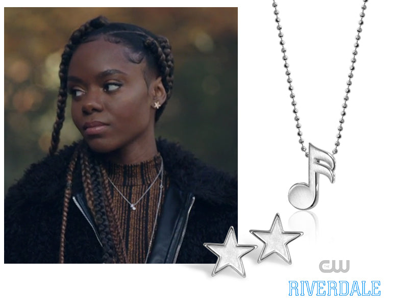 Riverdale Ashleigh Murray wearing Alex Woo Little Princess Star Earrings and Little Rock Star Single Note 2