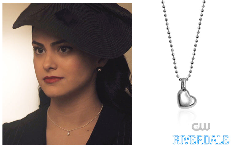 Camila Mendes as Veronica on CW's Riverdale wearing Alex Woo Mini Addition Heart in Sterling Silver