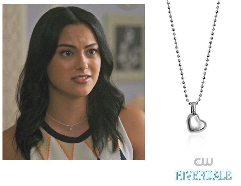 Camila Mendes as Veronica on CW's Riverdale wearing Alex Woo Mini Addition Heart in Sterling Silver