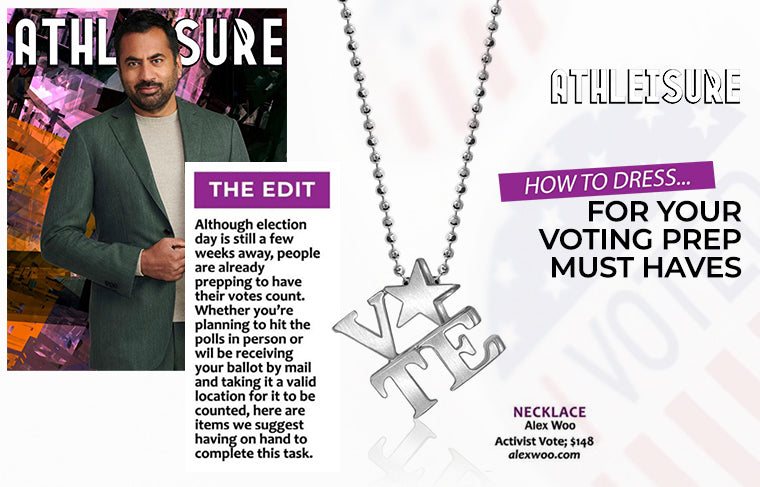 Activist VOTE in Sterling Silver As Seen In Athleisure Magazine October Issue