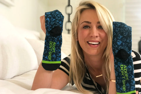 Kaley Cuoco. 'Adopt. Don't Shop.' socks. 