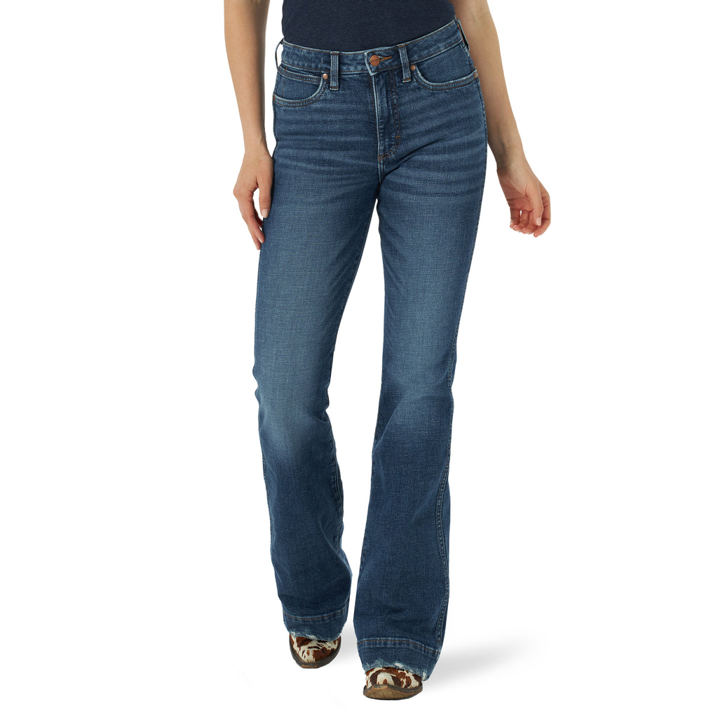 Women's Wrangler Retro Green Jean High Rise Trouser #11MPEHL | High Country  Western Wear