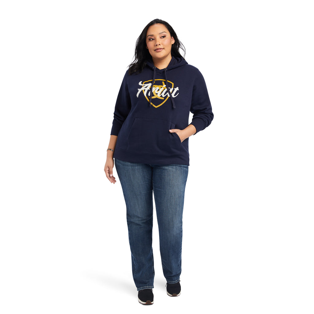 Women's Ariat Navy Shield With Logo Hoodie #10041679