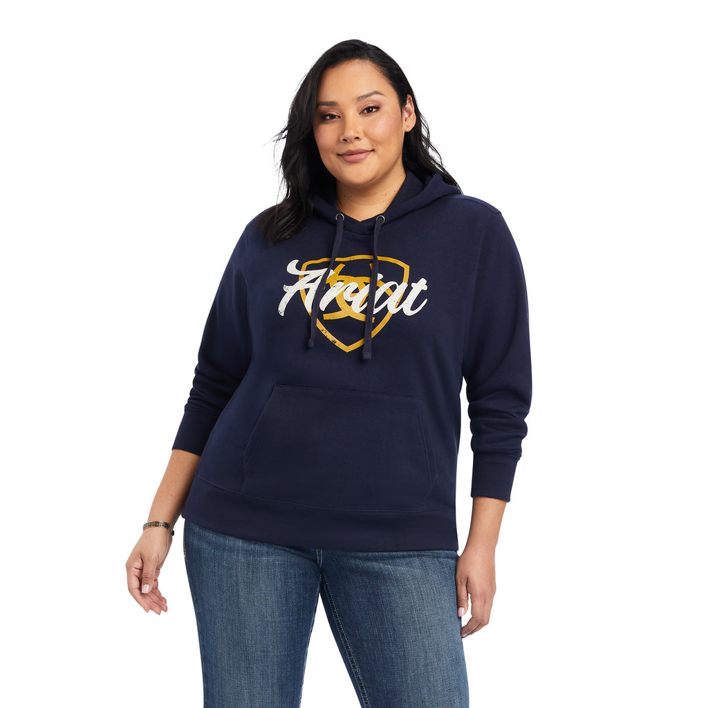 Women's Ariat Navy Shield With Logo Hoodie #10041679