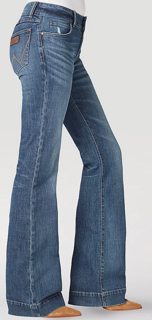 Wrangler Women's AB Wash Retro Mae Wide Leg Trouser Jeans