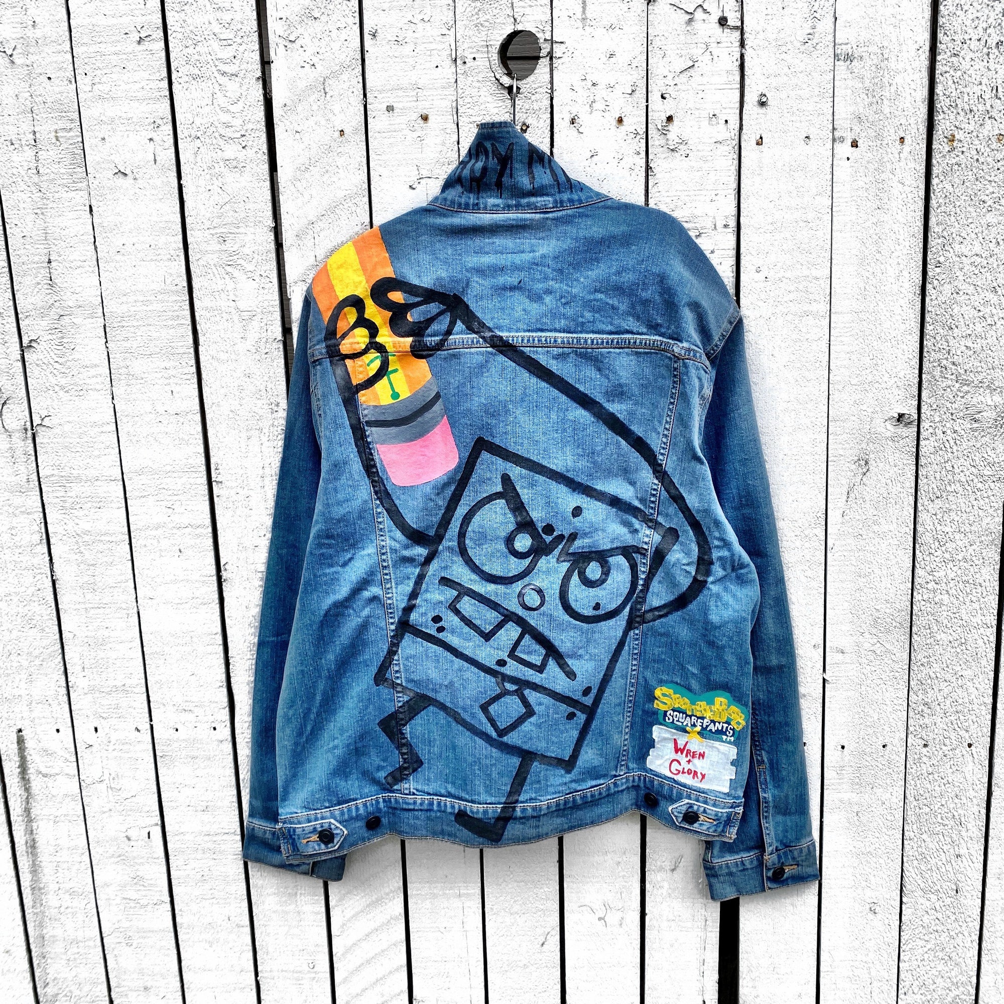 Wg X Spongebob Squarepants Doodlebob Is Back Denim Jacket Wren Glory