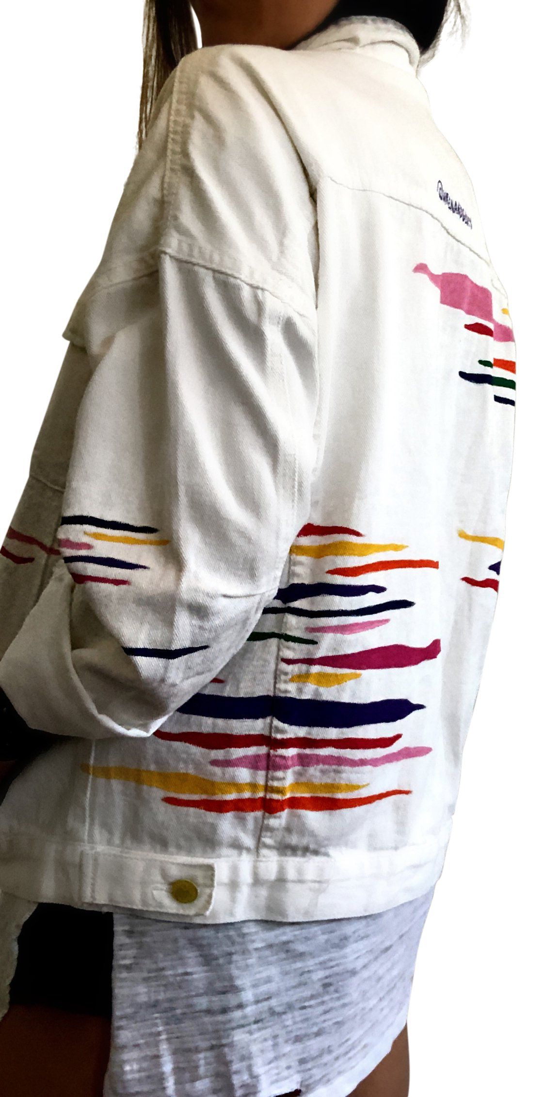 Rainbow Zebra Denim Jacket