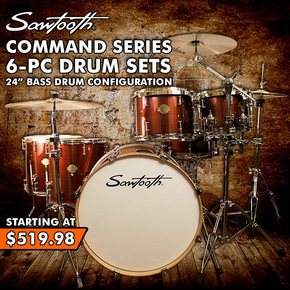 Sawtooth Command Series 6-Piece Drum Set with 24-inch Bass Drum