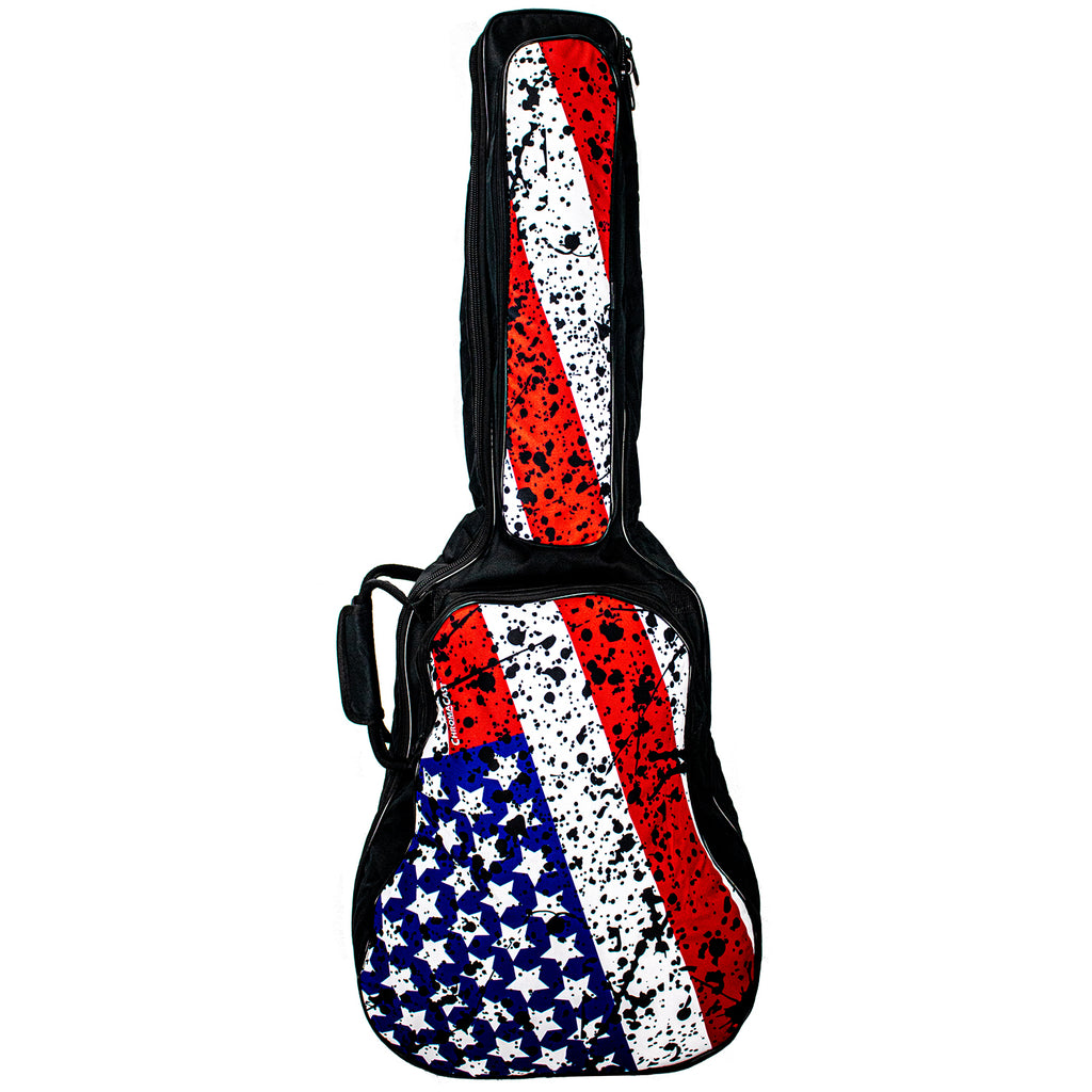 ChromaCast USA Flag Graphic Two Pocket Acoustic Guitar Padded Gig Bag - GoDpsMusic