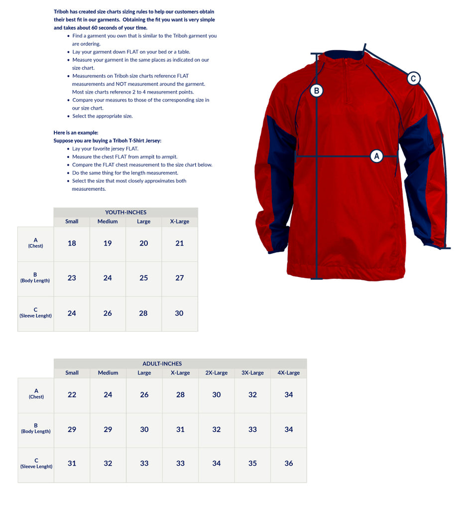 Ranger Convertible Jacket Sizing Chart