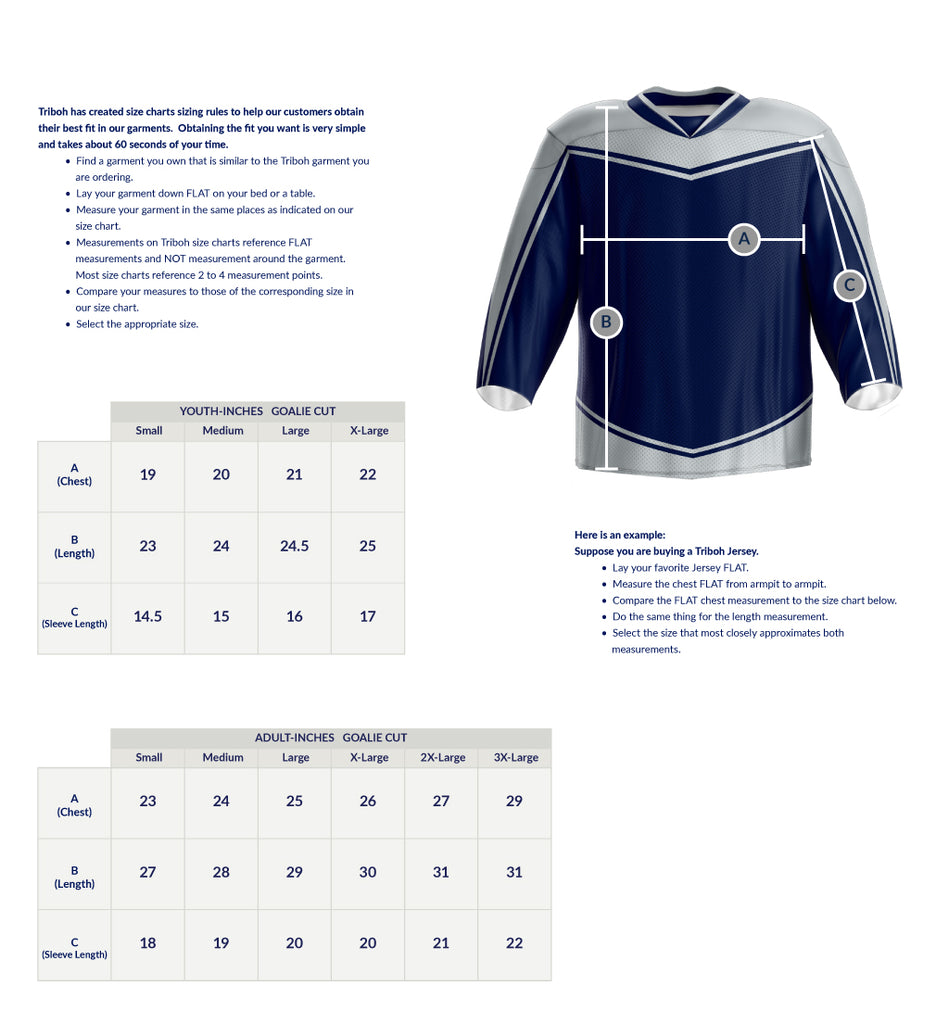 Hockey Goalie Jersey Size Chart