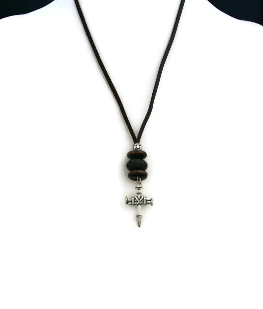 Nailed Cross Religious Essential Oil Diffuser Necklace- Leather Cord ...