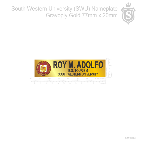 South Western University (SWU) Nameplate Gravoply Gold