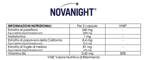 Novanight tripla azione dormire meglio ingredienti