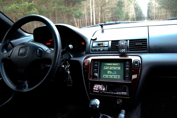 Honda Prelude interior with JDM navigation system