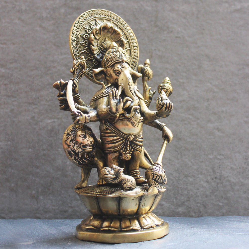 Magnificent Brass Sculpture of Kana Drishta Ganapathi - Height 29 ...