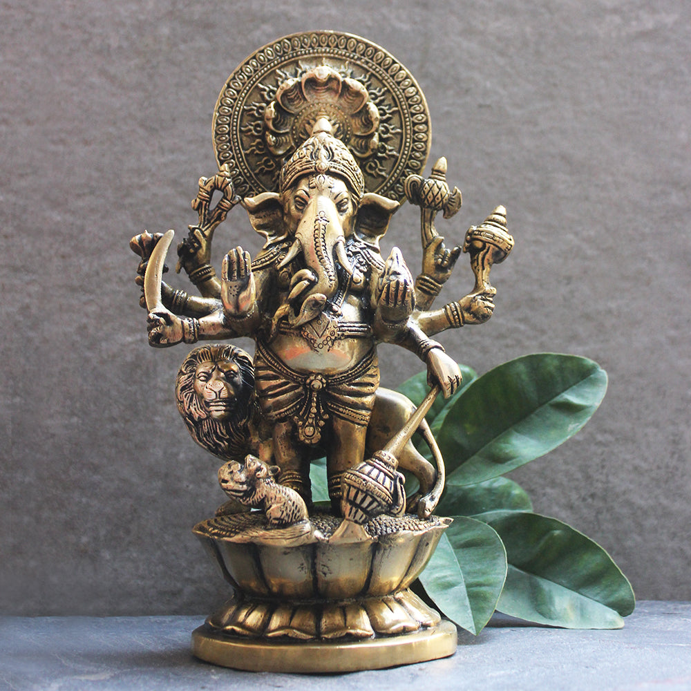 Magnificent Brass Sculpture of Kana Drishta Ganapathi - Height 29 ...