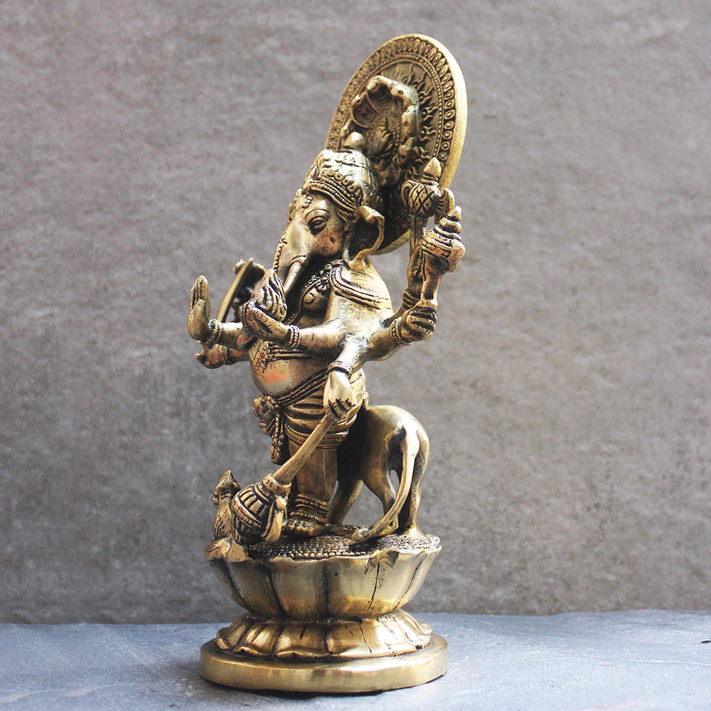 Magnificent Brass Sculpture of Kana Drishta Ganapathi - Height 29 ...