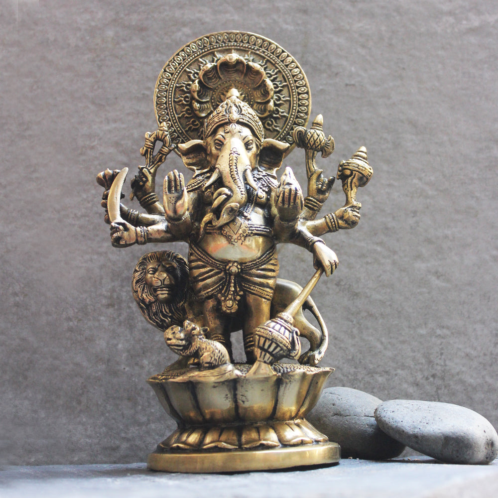 Magnificent Brass Sculpture of Kana Drishta Ganapathi - Height 29 ...