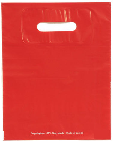 sac plastique recyclable poignée découpée renforcée rouge