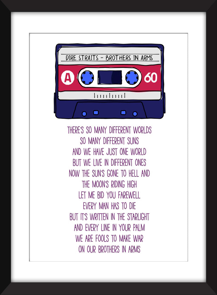 Dire Straits Brothers In Arms Lyrics Unframed Print The Word Association