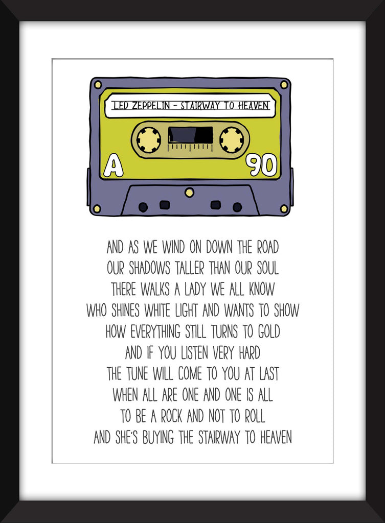 Led Zeppelin Stairway To Heaven Lyrics Unframed Print The Word Association