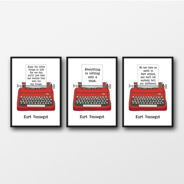 Set of 3 Kurt Vonnegut Quotes - Unframed Prints