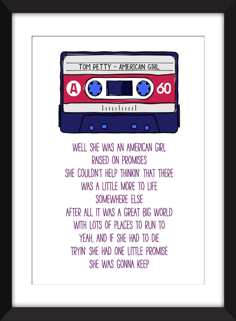 Tom Petty And The Heartbreakers American Girl Lyrics Unframed Prin The Word Association