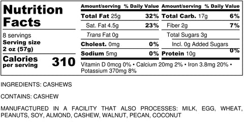 cashew flour nutritional information