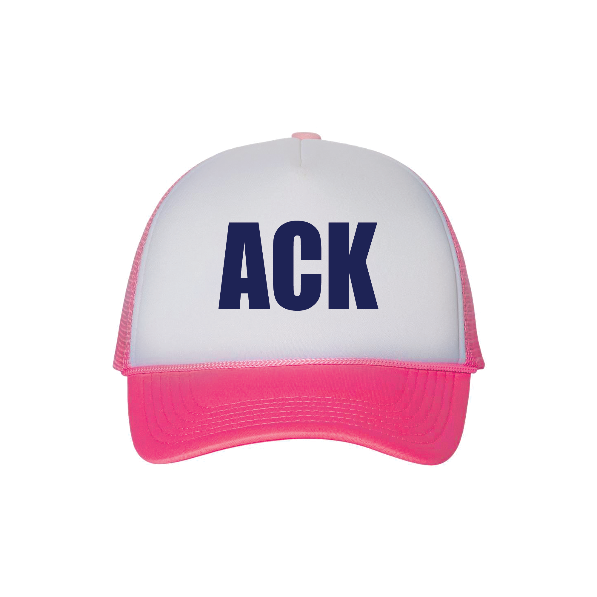 ACK Trucker Hat (White/Pink, Navy)