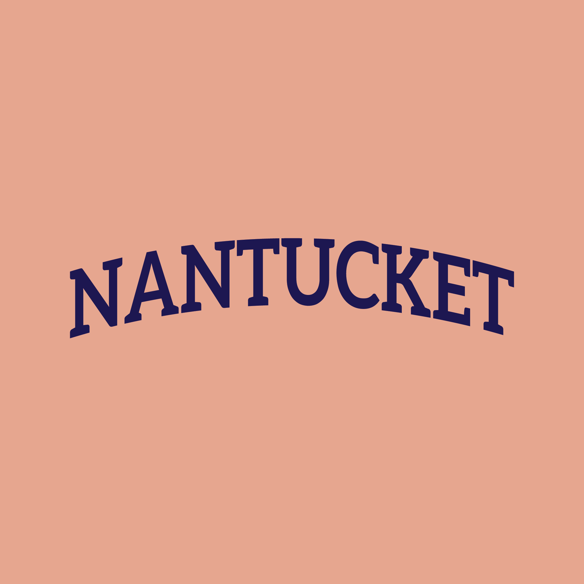 Kids Navy Nantucket Arched on Peach Tee Shirt