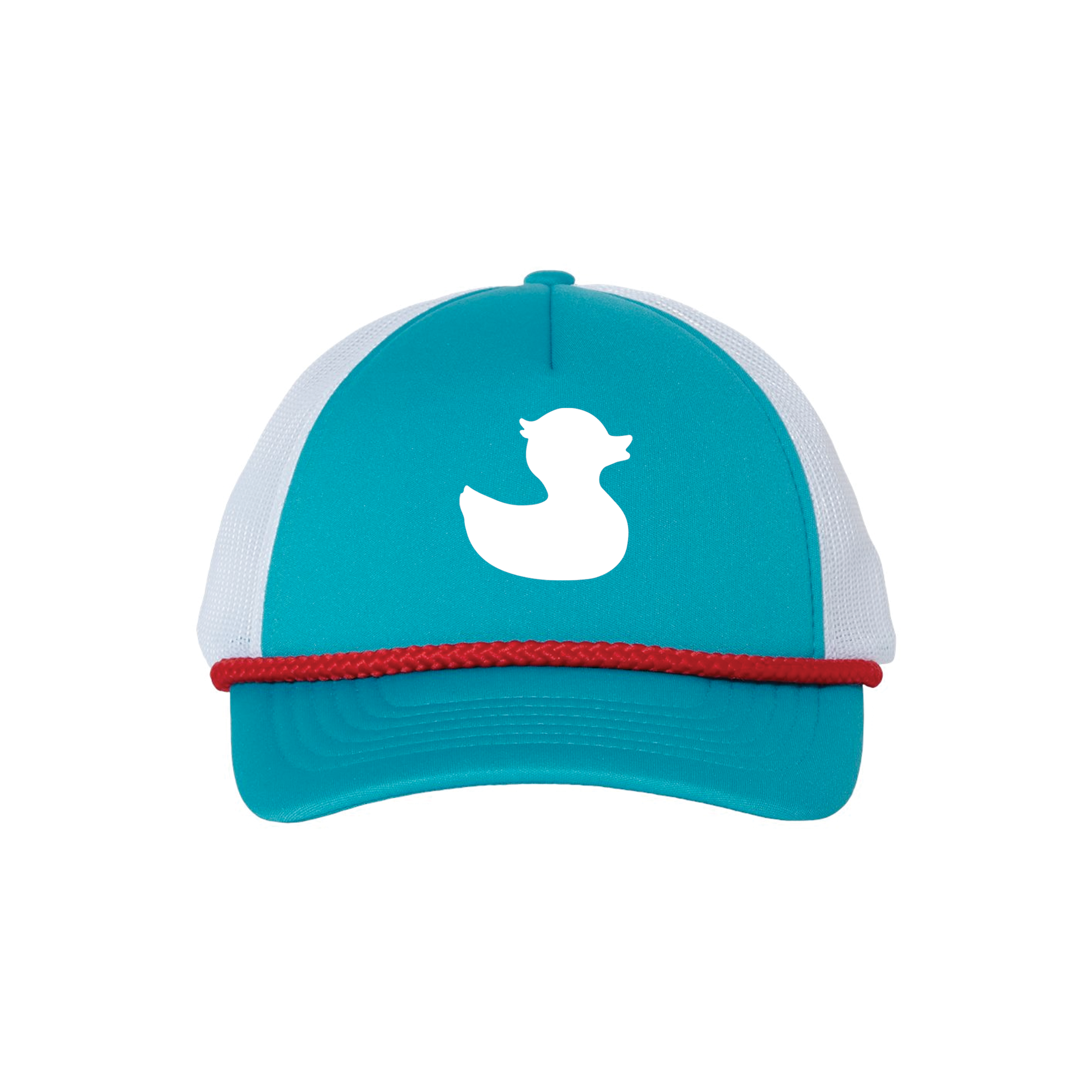 TownPool Duck Trucker Hat with Rope (Teal/White, White, Red)