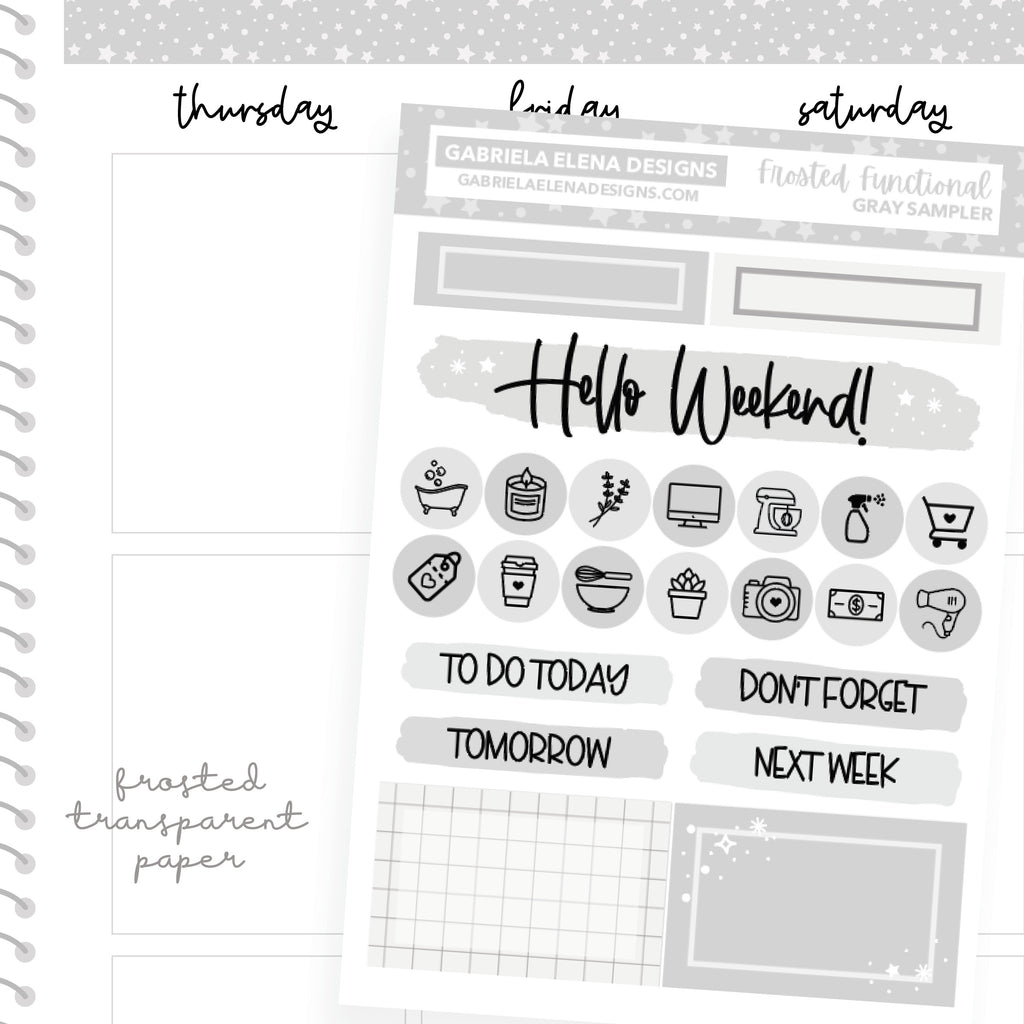 B&W WEEKDAY HEADERS Planner Stickers